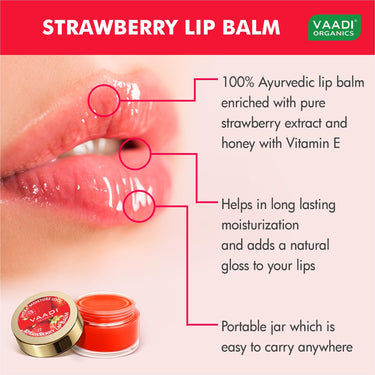 Vaadi Herbals Lip Balm, Strawberry and Honey, 10g